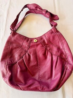 Vintage Lucky Brand Magenta Leather Hobo Knotted Shoulder Strap Colorful Inter